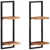 Wall Shelves 2 pcs 9.8"x9.8"x29.5" Solid Wood Acacia and Steel