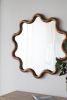 31" x 30" Wooden Accent Mirror with Unique Frame, Wall Mirror for Living Room Bedroom Entryway