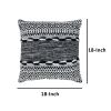 18 x 18 Jacquard Square Decorative Cotton Accent Throw Pillow with Soft Boho Tribal Pattern, Set of 2, Black, White