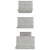 Wall Display Shelf 3 pcs Concrete Gray Engineered Wood