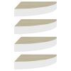 Wall Corner Shelves 4 pcs Oak and White 9.8"x9.8"x1.4" MDF
