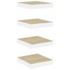 Floating Wall Shelves 4 pcs Oak and White 9.1"x9.3"x1.5" MDF
