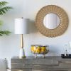 18.5" Transitional Beaded Sunburst Mirror, Round Accent Wall Mirror for Living Room, Entryway, Bathroom, Office, Foyer
