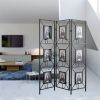 47x71" Room Photo Frames Screen Divider Screens, 3 Panel Decorative Screen with Photo Frames, Antique Mirror, Candle Stick