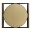 Round Wall Mirror with Rectangular Wooden Frame, Brown