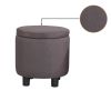JST Home Decor Upholstered Round Fabric Tufted Footrest Ottoman, Ottoman with Storage for Living Room & Bedroom, Decorative Home Furniture, Brown