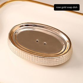 Home Bathroom Rose Gold Ceramic Cleaning Kit (Option: Rose Gold Soap Dish)