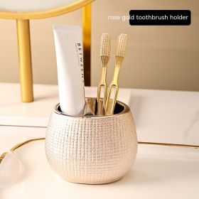Home Bathroom Rose Gold Ceramic Cleaning Kit (Option: Rose Gold Toothbrush Holder)