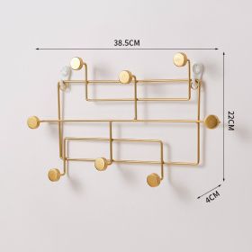 Iron Doorway Hallway Hook Art Dot Decorative Hook Key Hanger Fitting Room Coat Rack Punch-free (Option: Gold Square 8)