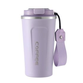 Smart Coffee Cup Stainless Steel Portable Vacuum Cup (Option: Transparency Cover Purple-510ml)