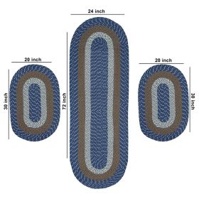 Country 3Pc Collection (Color: Chambray Stripe, size: 3 Piece Set (20" x 30" | 24" x 72" | 20" x 30"))