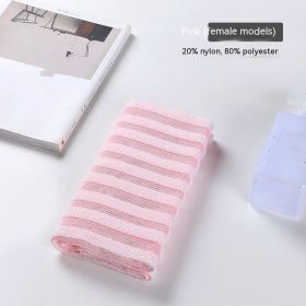 Bath Towel Men's Mesh Sponge Pull Back Strip Household Painless Mud Rubbing Bath Towel Double-sided Shower Foaming Net Strip (Option: Striped Pink)
