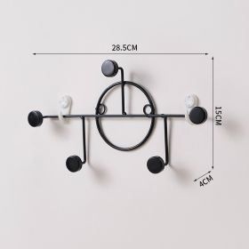 Iron Doorway Hallway Hook Art Dot Decorative Hook Key Hanger Fitting Room Coat Rack Punch-free (Option: Black Round 5)