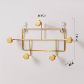 Iron Doorway Hallway Hook Art Dot Decorative Hook Key Hanger Fitting Room Coat Rack Punch-free (Option: Gold Square 5)