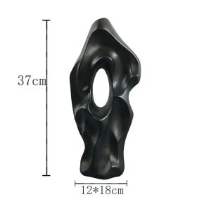 Creative Floor Vase Tall Ceramic Vase Black And White Nordic Simple Spiral Vase Living Room Desktop Ceramic Ornaments Home Decor (Color: Upgrade black)