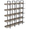 5 Tier Bookcase Home Office Open Bookshelf, Vintage Industrial Style Shelf with Metal Frame, MDF Board