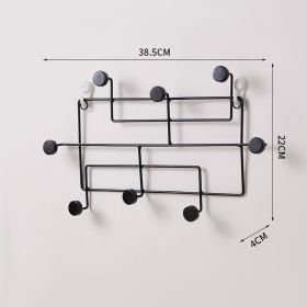 Iron Doorway Hallway Hook Art Dot Decorative Hook Key Hanger Fitting Room Coat Rack Punch-free (Option: Black Square8)