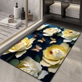 Soft Diatom Ooze Floor Bathroom Absorbent Bathroom Step Mat Quick-drying Non-slip Toilet Door Mat (Option: Three Dimensional Flower 004-50X80cm35mm)