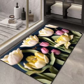 Soft Diatom Ooze Floor Bathroom Absorbent Bathroom Step Mat Quick-drying Non-slip Toilet Door Mat (Option: Three Dimensional Flower 24-50X80cm35mm)
