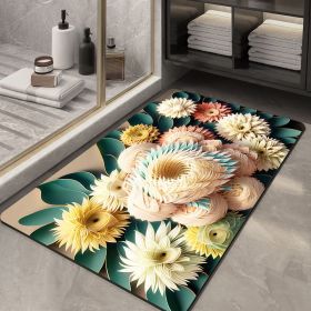 Soft Diatom Ooze Floor Bathroom Absorbent Bathroom Step Mat Quick-drying Non-slip Toilet Door Mat (Option: Three Dimensional Flower 3-60X90cm35mm)