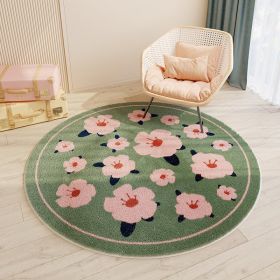 Cartoon Style Children's Room Cashmere Carpet Round (Option: Flowers-200 × 200cm Cashmere)